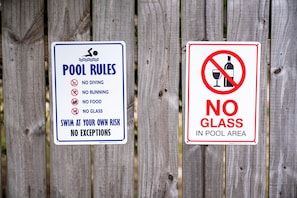 Liner pool and very important not to have glass or sharp objects near it. 