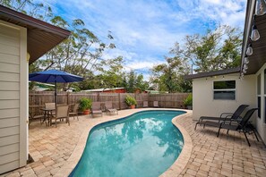 Plenty of lounge space around the pool- enjoy ambiance lighting at night