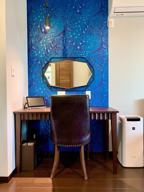 Desk, portable TV, refrigerator, air purifier permanent installation