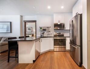 Indoors, Kitchen, Floor, Flooring, Refrigerator