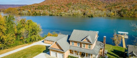 Stunning Aerial view of Main & Guest Home along the Tennessee River