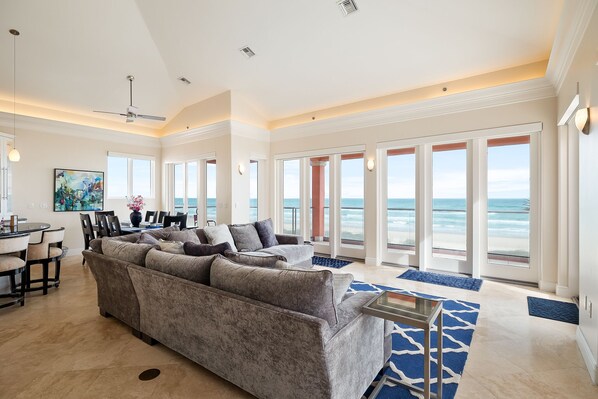 Comfy seating is plentiful throughout this condo.