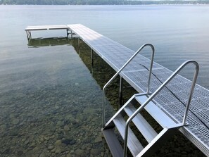 The dock, with crystal clear water.