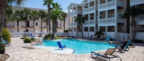 Walk out patio pool view