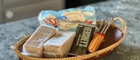 S'mores kit provided to make great memories around the firepit!