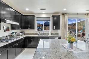 Lots of counter space for cooking with large windows