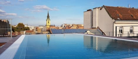 rooftop swimming pool with amazing city view.
