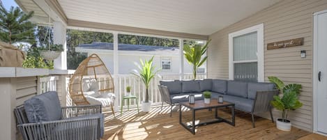 Porch Living- Great Spot to Play Games and Hang Out!