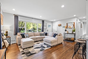 Living room with large sectional.