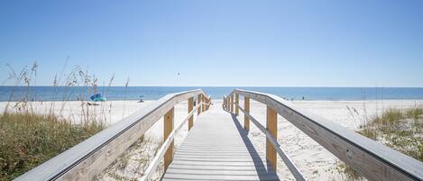 View from one of the boardwalks to the private, Gulf-side beach front