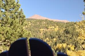 Pikes Peak’s Sentinel Point “guarding” our back yard.