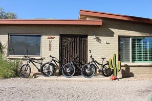 4 mountain bikes & helmets to use for exploring the area during your stay! One small, two medium, and one large sized frame.  