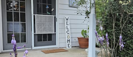 side porch  and entrance to home 
