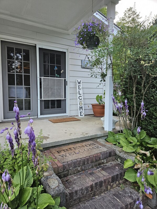 side porch  and entrance to home 
