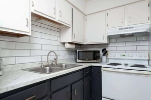 Kitchen stocked with everything you need to stay in and cook a complete meal!