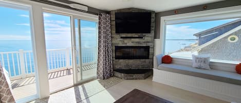 Living room with amazing views of Cape Cod Bay