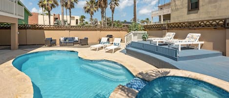 Relax in the pool area. 
Heated Pool and Spa