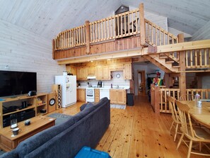 Living and dining area and loft