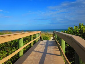 Our condo is located within a few steps of the beach access.