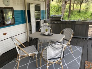 You'll love the outdoor deck and kitchen.