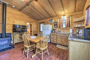 Dining area and well equipped kitchen