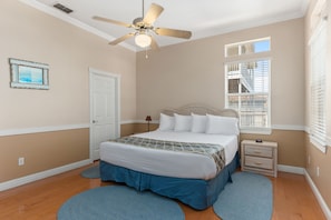Find the perfect escape in this beach vacation home, complete with a king-sized bed and walk-in shower in the en-suite suite.