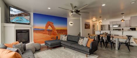 Remodeled custom open concept space with Moab murals