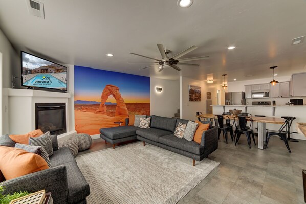 Remodeled custom open concept space with Moab murals