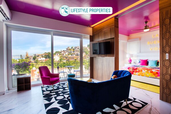 Colorful studio with amazing view