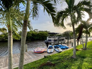 Welcome to your water sports paradise! Paddle, float, fish or cruise into the sunset—your adventure starts right off the dock.