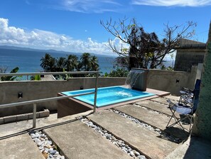 Outdoor jacuzzi with massage yet.