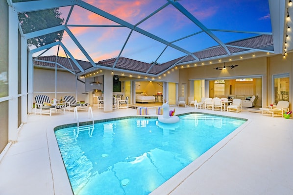 Covered Private Pool with TWO Dining Tables