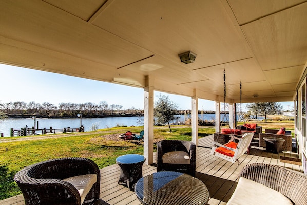 long Patio with river views