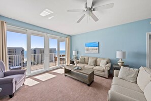 Bring on the beachy vibes and floor to ceiling windows