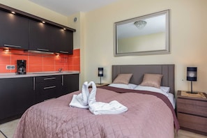 Modern, fully equipped kitchenette.