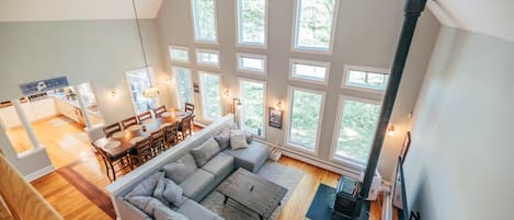 Living Space with High Ceilings View 2