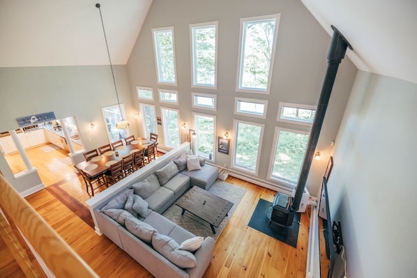 Living Space with High Ceilings View 2