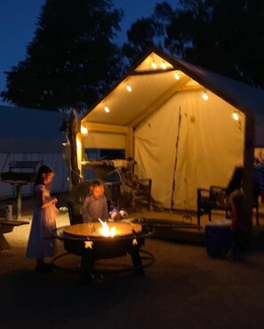 Use the firepit at night by your cabin!