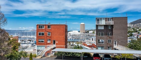 Water views from the entrance showing the Sandy Bay Marina, the River Derwent.