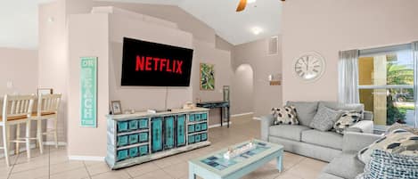 Living room with Roku TV