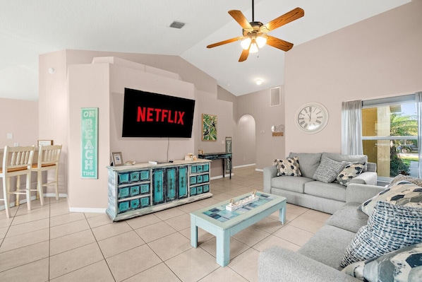 Living room with Roku TV