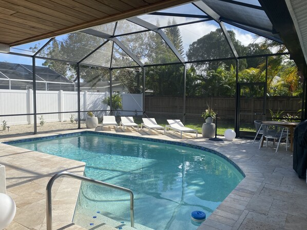 Private heated pool fully screened in so no bugs.