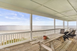 Back porch facing the ocean, perfect for viewing dolphins