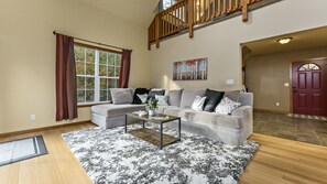 Open floor plan with fire place and area to play board games or read a book! 