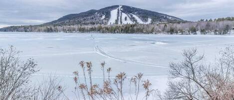 Pleasant  Mountain/Shawnee Peak and Moose Pond (view from association beach)