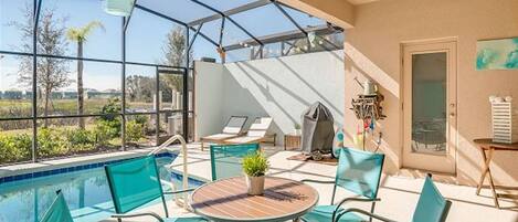 Imagine Yourself Right Here! Inviting Pool w/Patio Furniture and Sun Loungers