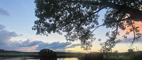 Sunset over the marsh from the adirondack chairs. So relaxing!