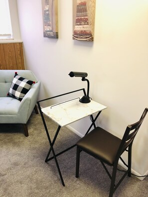 Reading desk or remotely working station.
Virtual meetings.