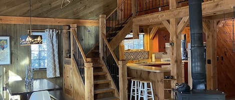 Living area with wood stove