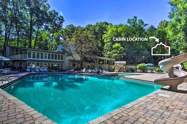 Walking distance from cabin. Open Memorial Day—Labor Day 9AM—9PM. Gym & Games